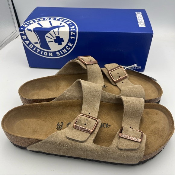 Birkenstock Arizona Suede Leather Taupe Men’s EU43 US 10-10.5 NEW With Box. - Picture 5 of 13